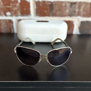 Chloe 2166 Silver Metal with Brown Lens Aviator Sunglasses with Original Case